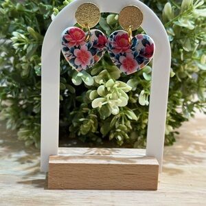 Floral Heart Dangle Earrings